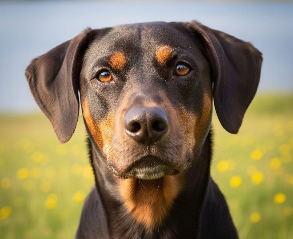 Dobermann Mischling mit glänzendem Fell – natürliche Hautpflege mit HOCL Redoxmolekülen