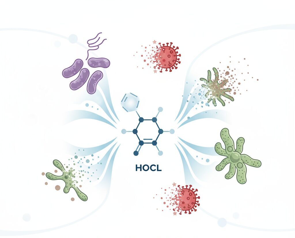 HOCL Molekül Grafik – Redoxmoleküle gegen Bakterien, Viren und Pilze